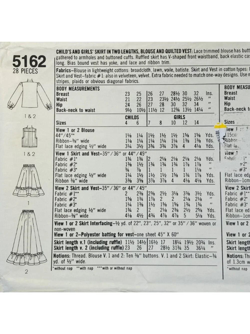 80s Simplicity 5162 Girls Size 7 Gunne Sax Girls Skirt Blouse Vest Pattern CC